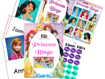 Princess Bingo Game (Elsa, Cinderella, Snow White, Ariel)