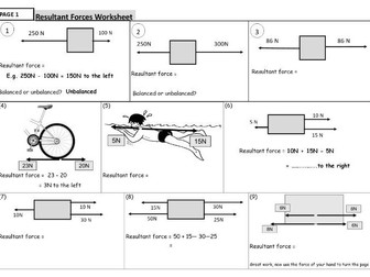 Resultant Forces Complete Lesson + Answers - Year 7, 8 or GCSE reintroduction