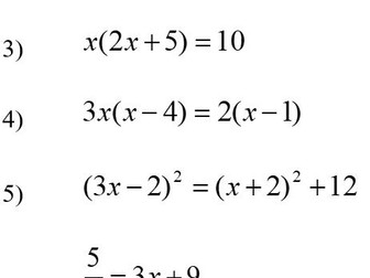 Algebra Set 1    10 worksheets