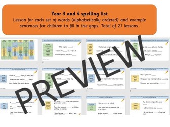 Year 3 and 4 Spelling List lessons PPT