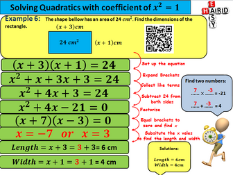 Solving Quadratic Equations by Factorising