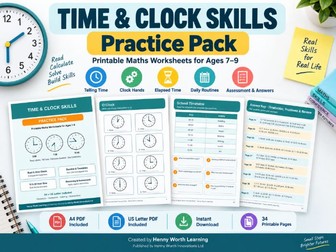 Time & Clock Skills Practice Pack