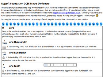 GCSE (9-1) Foundation Maths Dictionary - illustrated and mobile compatible