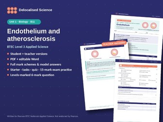 Endothelium and Atherosclerosis | BTEC Applied Science Unit 1