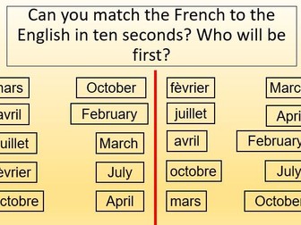 French lesson months of the year