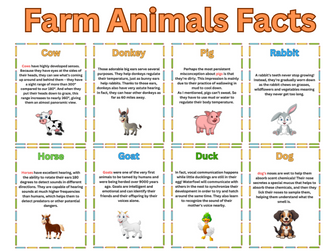 Farm Animals fun Facts For Kids. Back To School.