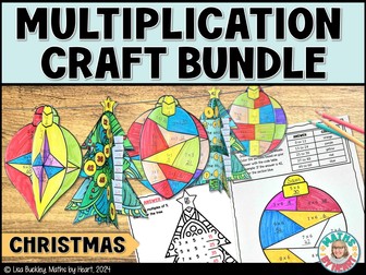 Christmas Multiplication Craft Maths Colouring BUNDLE