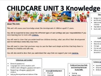 NCFE Child Development Unit 3 Knowledge Organiser