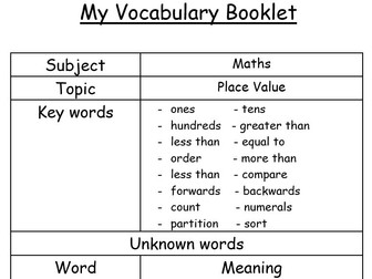 Vocabulary Booklet