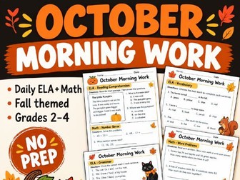 October Morning Work | Fall Bell Ringers | Grades 2-4