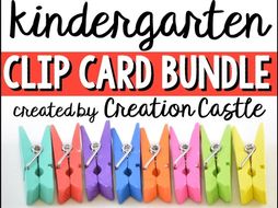 Kindergarten Literacy Clip Cards Center Bundle
