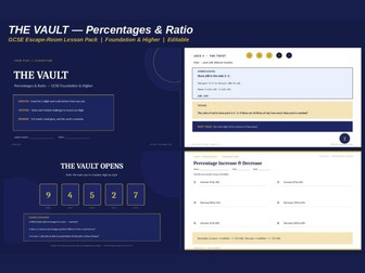 THE VAULT: Percentages & Ratio — GCSE Escape-Room Lesson (Foundation & Higher)