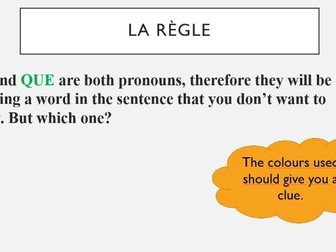RELATIVE PRONOUNS "QUI" AND "QUE" - FOOD AND LEISURE