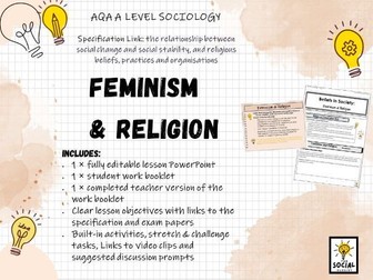 AQA A level Sociology - Beliefs in Society - Feminism & Religion