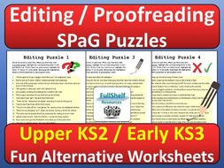 Editing Proofreading SPaG Worksheets By FullShelf