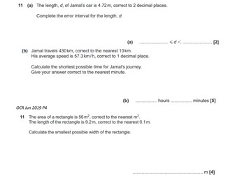 Error Intervals (Limits of Accuracy) - GCSE Maths Exam Questions