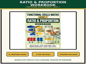 Functional Skills Maths Level 1 Ratio and Proportion Workbook with Answers