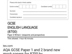 AQA8700 paper 1 and 2 reading sections