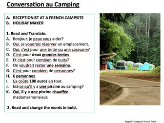 French: KS3/KS4 Le Camping PPT - Vocab & Practice
