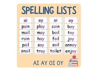 Spelling Lists (AI, AY, OI, OY)