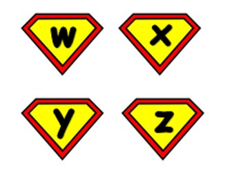Phase 2 and 3 Sounds on Super Hero Badges and Phase 2 & 3 Tricky words on Super Hero Capes