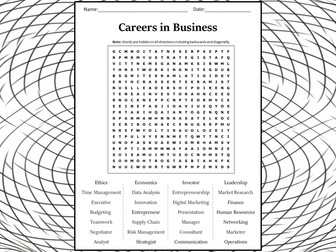 Careers in Business Word Search Puzzle Worksheet Activity