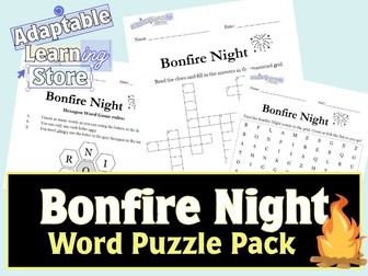 Bonfire Night Word Puzzle Pack