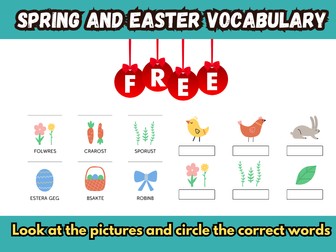 Spring and Easter Vocabulary Unscramble Answers