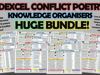 Edexcel Conflict Poetry Knowledge Organisers Huge Bundle!
