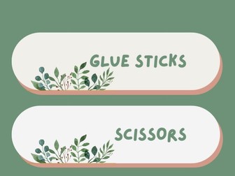 Classroom Supply Labels – Green Leaf Design (Editable & Printable)