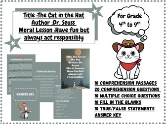 The Cat in the Hat: Have Fun but Act Responsibly | Reading Comprehension & Activities (Grades 4–9)