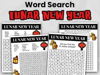 Chinese Lunar New Year Word Search | 4 Differentiated CNY Activites