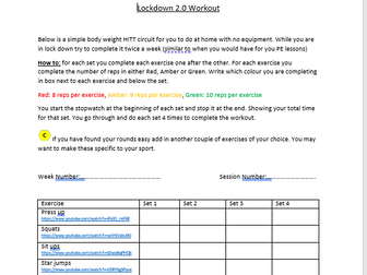 HITT work out sheet
