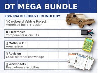 DT - GCSE - Cardboard Vehicle Project with Revision Worksheets