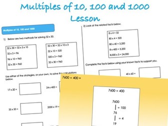 Year 5 Multiplication and Division - Multiples of 10, 100 and 1000 Lesson