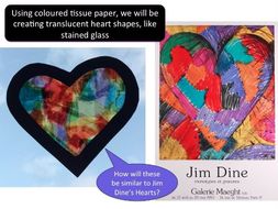 Heart themed valentines art lesson with Jim Dine link