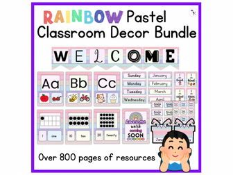Rainbow Pastel Classroom Decor Bundle