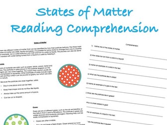 States of Matter Reading Comprehension