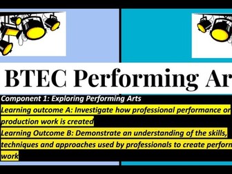 BTEC Tech Award Performing Arts C1 Exploring PA