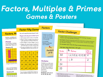 Factors, Multiples & Primes Games/Posters
