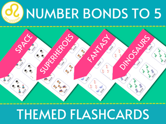 Number Bonds to 5 Themed Flashcards