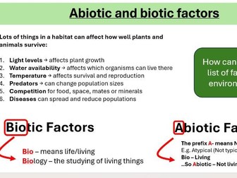 B7 Ecology - L3 Abiotic And Bitoic Factors, Adaptations