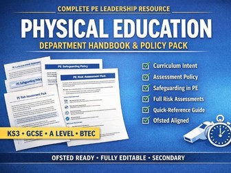 Physical Education Department Handbook & Policy Bundle Ofsted-Aligned Fully Editable