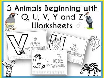 5 Animal Worksheets with Initial Sounds