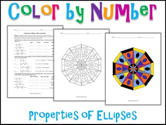 Properties of Ellipses Color by Number