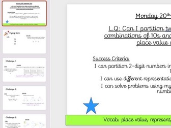 Maths weekly challenges x5 days a week- Year 3 Partitioning