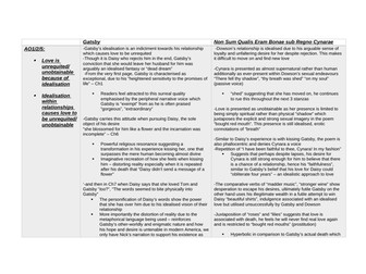 Non Sum Qualis & The Great Gatsby Analysis Comparison Revision Table