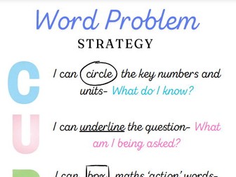 Maths Word Problem Strategy Poster