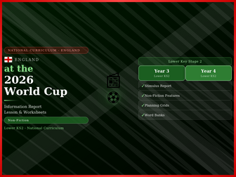 England at the 2026 World Cup | Information Report Writing Lesson and Worksheets | Lower KS2