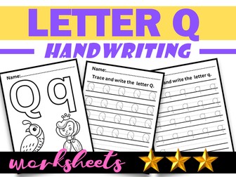 Beginning with the Letter Q|Letter Q Recognition and Handwriting|Letter formation Tracing Worksheet